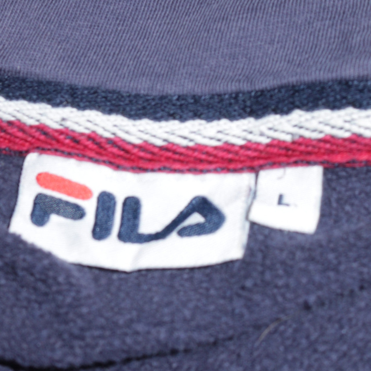 Fila Men Blue Pullover Hoodie L Sports Logo Graphic Sweatshirt