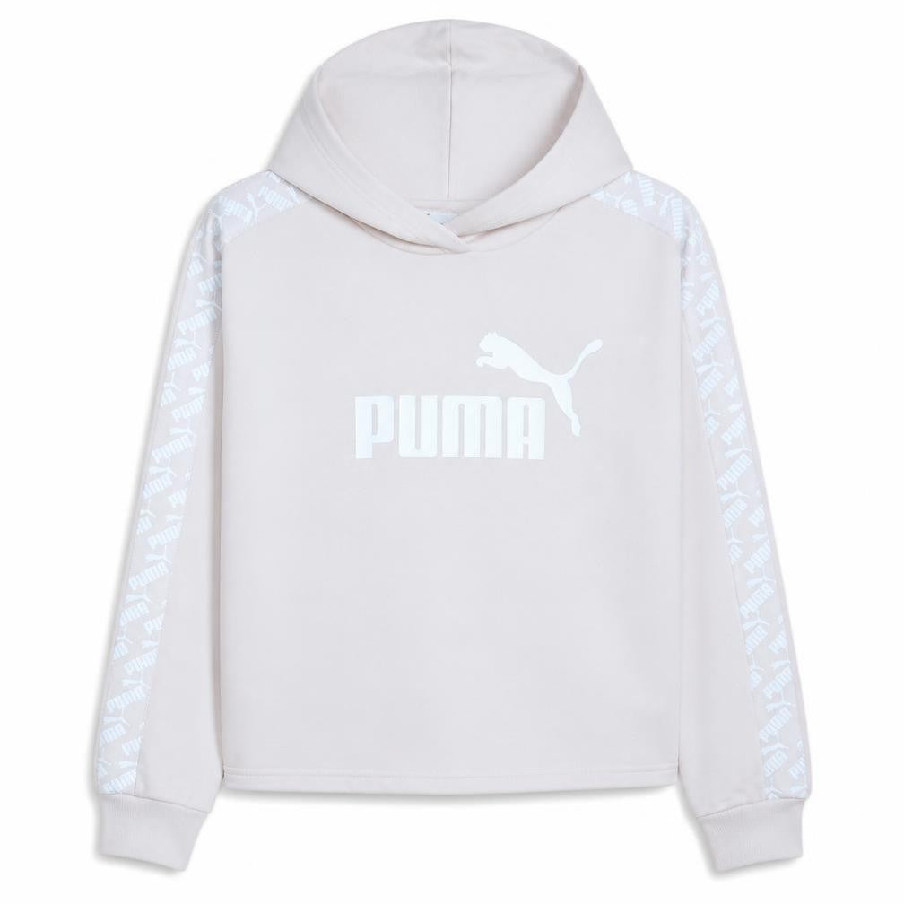 PUMA Womens Beige Hooded Pullover Sweatshirt L Logo Print Casual