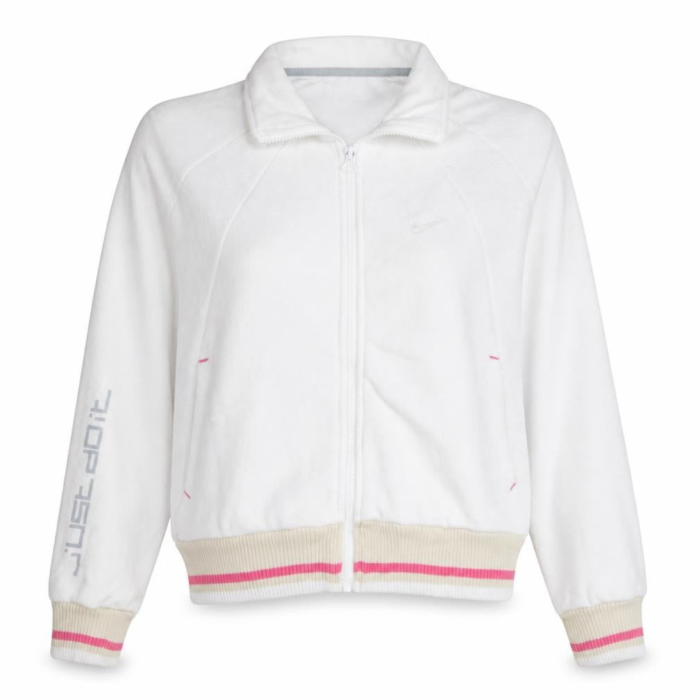 Nike Women White Full Zip Sweatshirt Size S Just Do It Logo