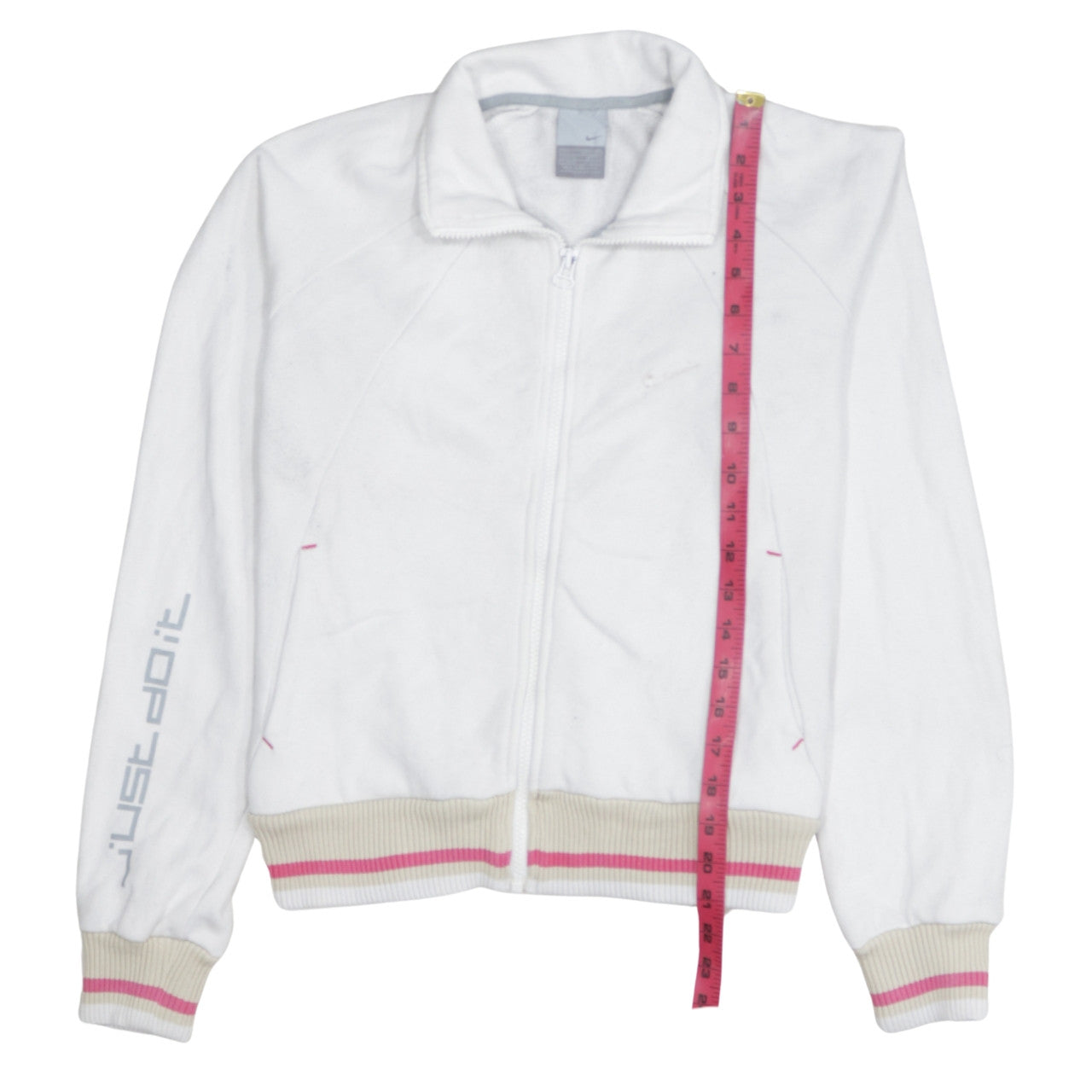 Nike Women White Full Zip Sweatshirt Size S Just Do It Logo