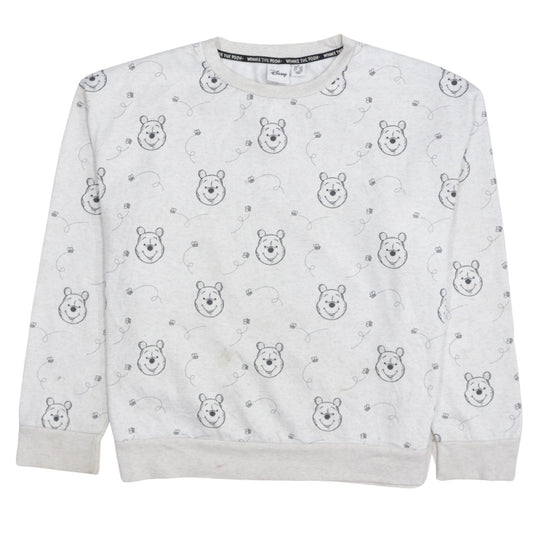Disney Women Grey Winnie the Pooh Crew Neck Pullover Sweatshirt Size 12/14