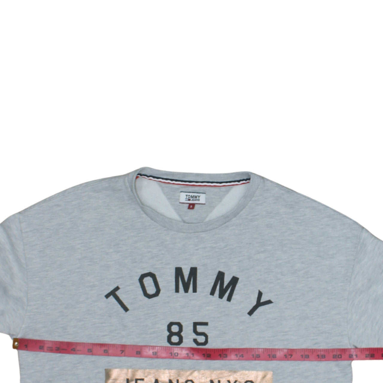 Tommy Jeans Womens Grey Small Sweatshirt Crew Neck Graphic Logo Pullover