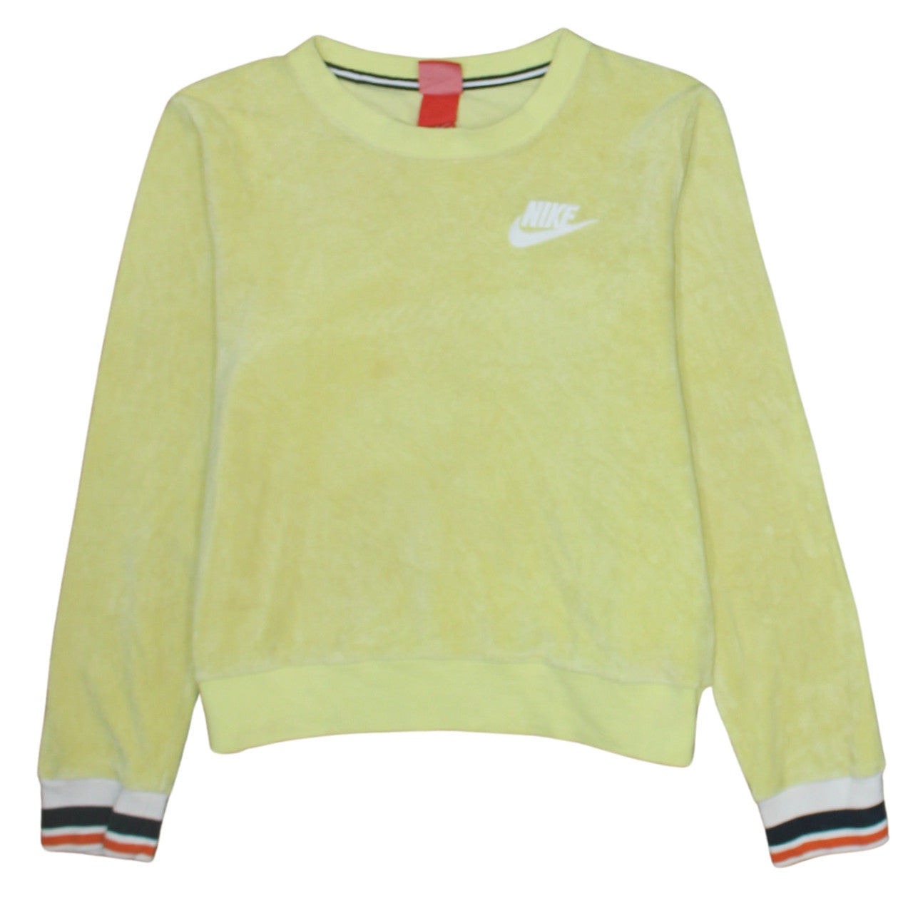Nike Womens Yellow Crew Neck Pullover Sweatshirt Size M Cotton Blend