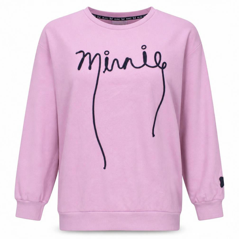 Disney Women Pink Minnie Sweatshirt XL Relaxed Fit Cotton Blend