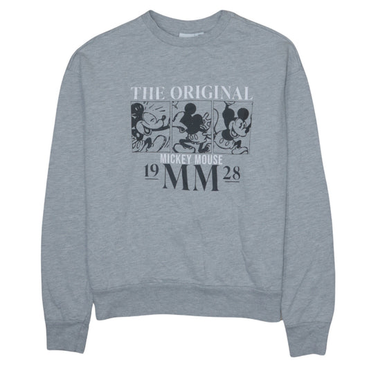 Disney Women Grey Mickey Mouse Graphic Pullover Sweatshirt 2XS