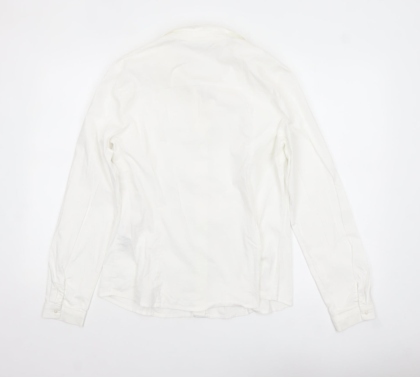 Vila Women White Classic Button-Up Long Sleeve Cotton Shirt Size 14