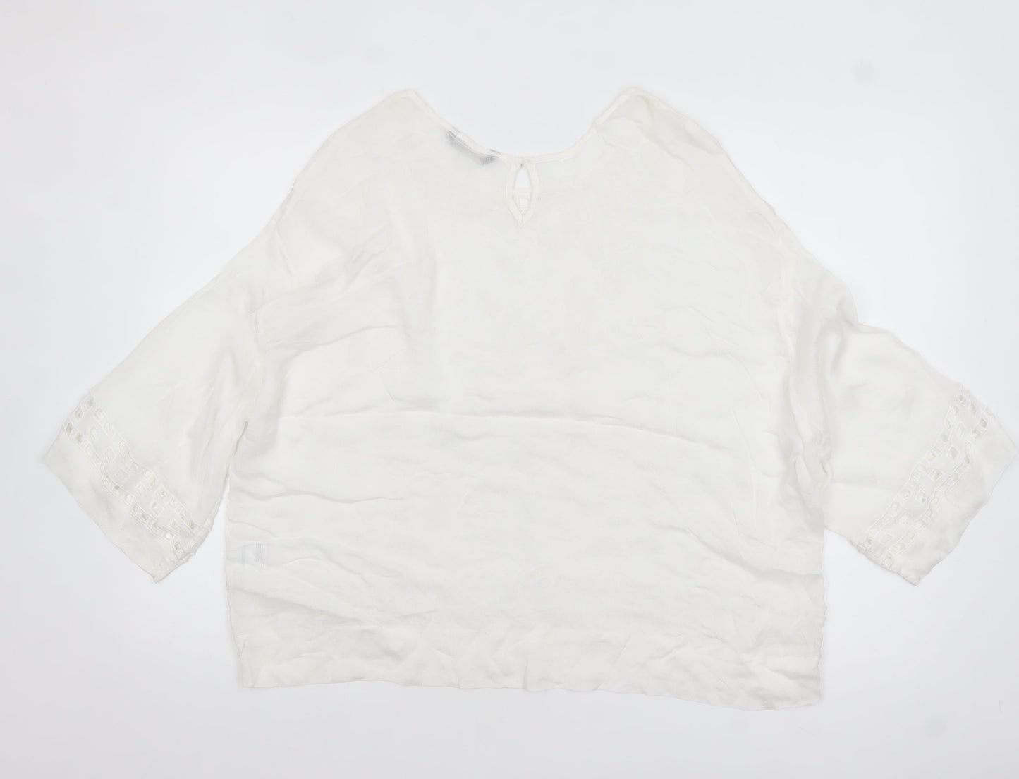 Summum Woman White Embroidered Viscose Blouse Womens UK 12 Boho Top