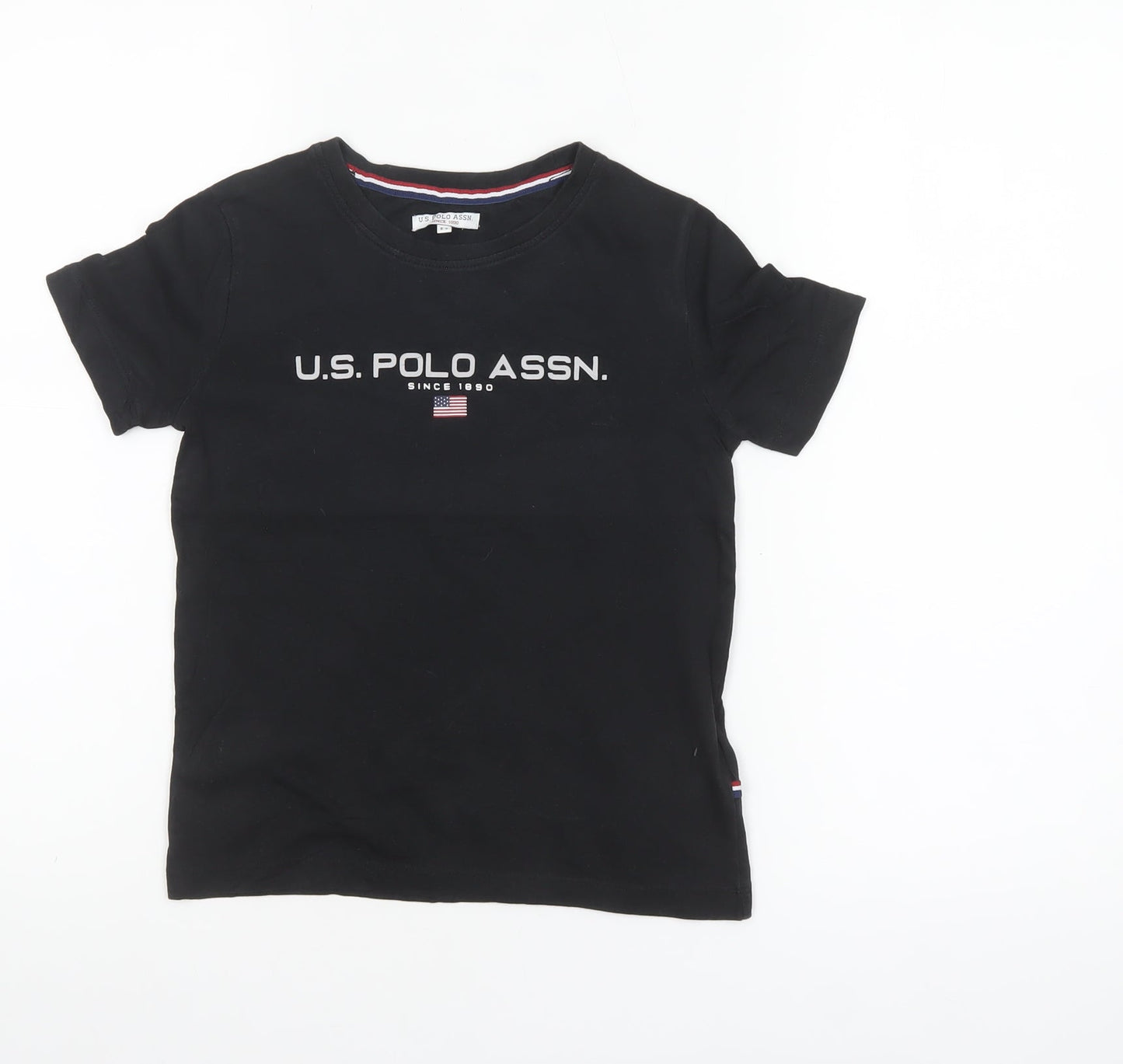 U.S. Polo Assn. Boys Black Logo T-Shirt 5-6 Years Cotton Crew Neck