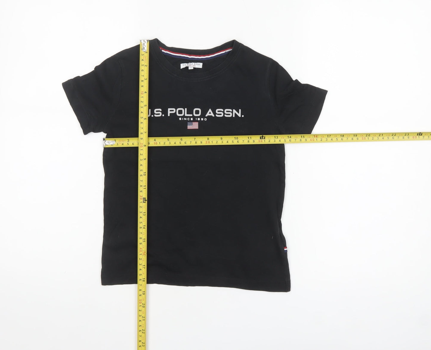 U.S. Polo Assn. Boys Black Logo T-Shirt 5-6 Years Cotton Crew Neck