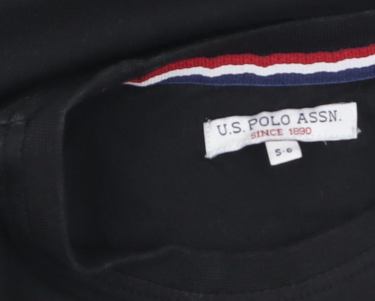 U.S. Polo Assn. Boys Black Logo T-Shirt 5-6 Years Cotton Crew Neck