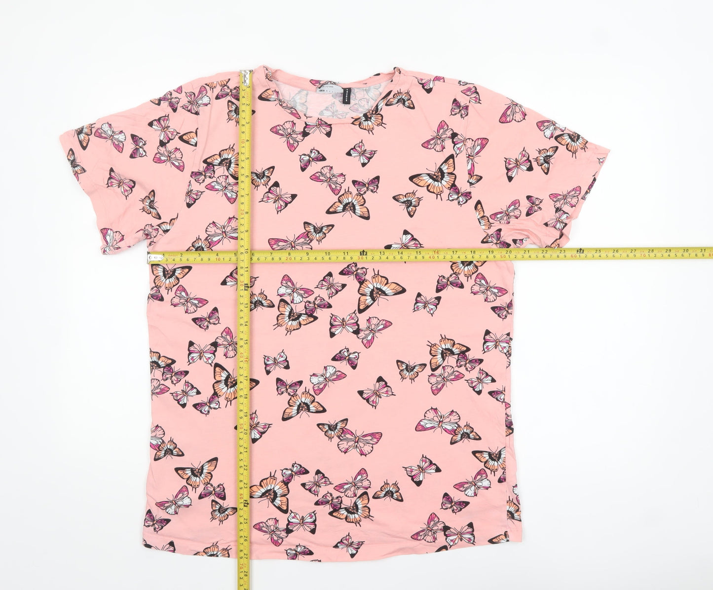 ASOS DESIGN Women's Pink Butterfly Print Cotton T-Shirt Size 8