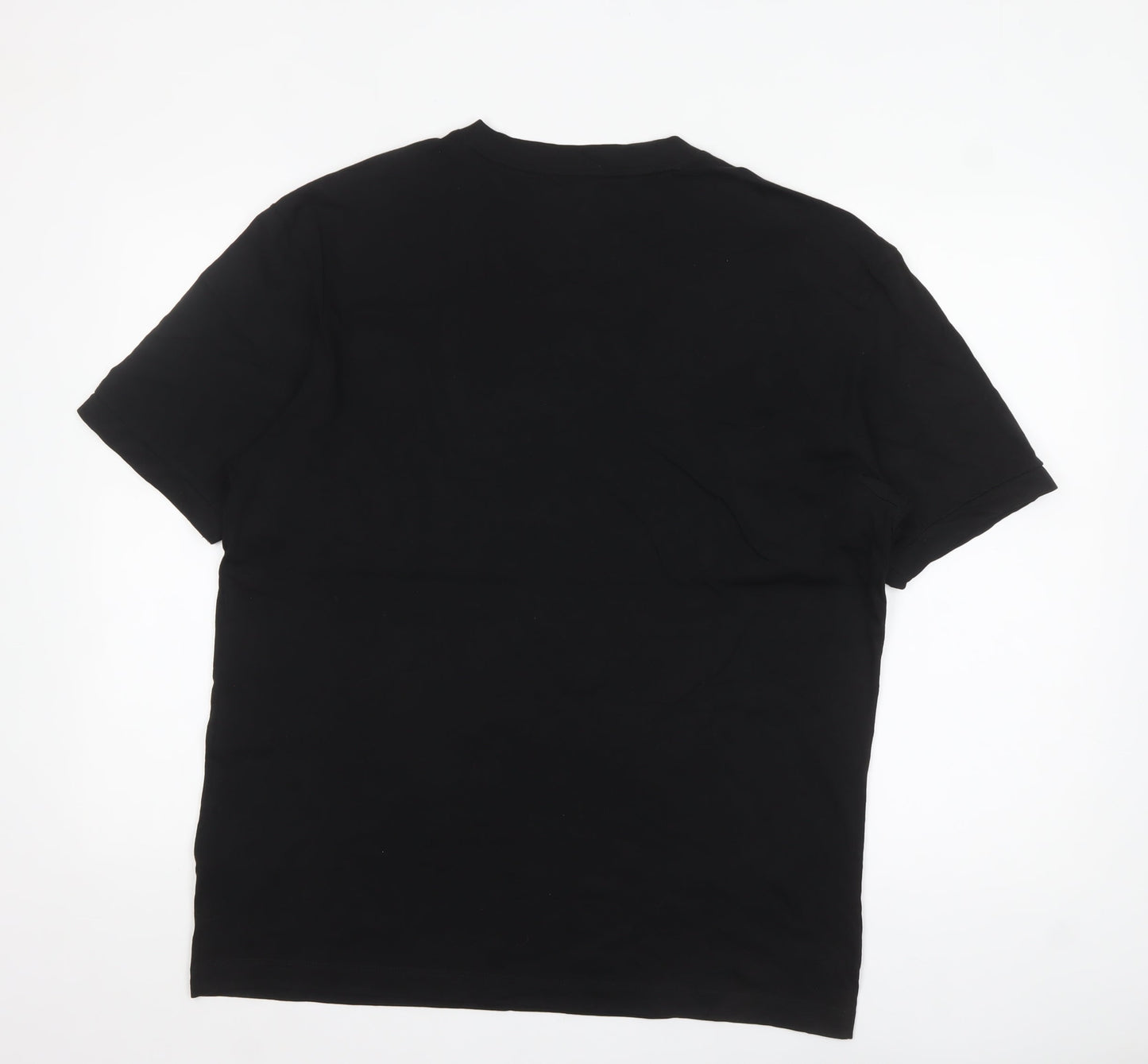 Hugo Mens Black Cotton Crew Neck Logo T-Shirt Size M