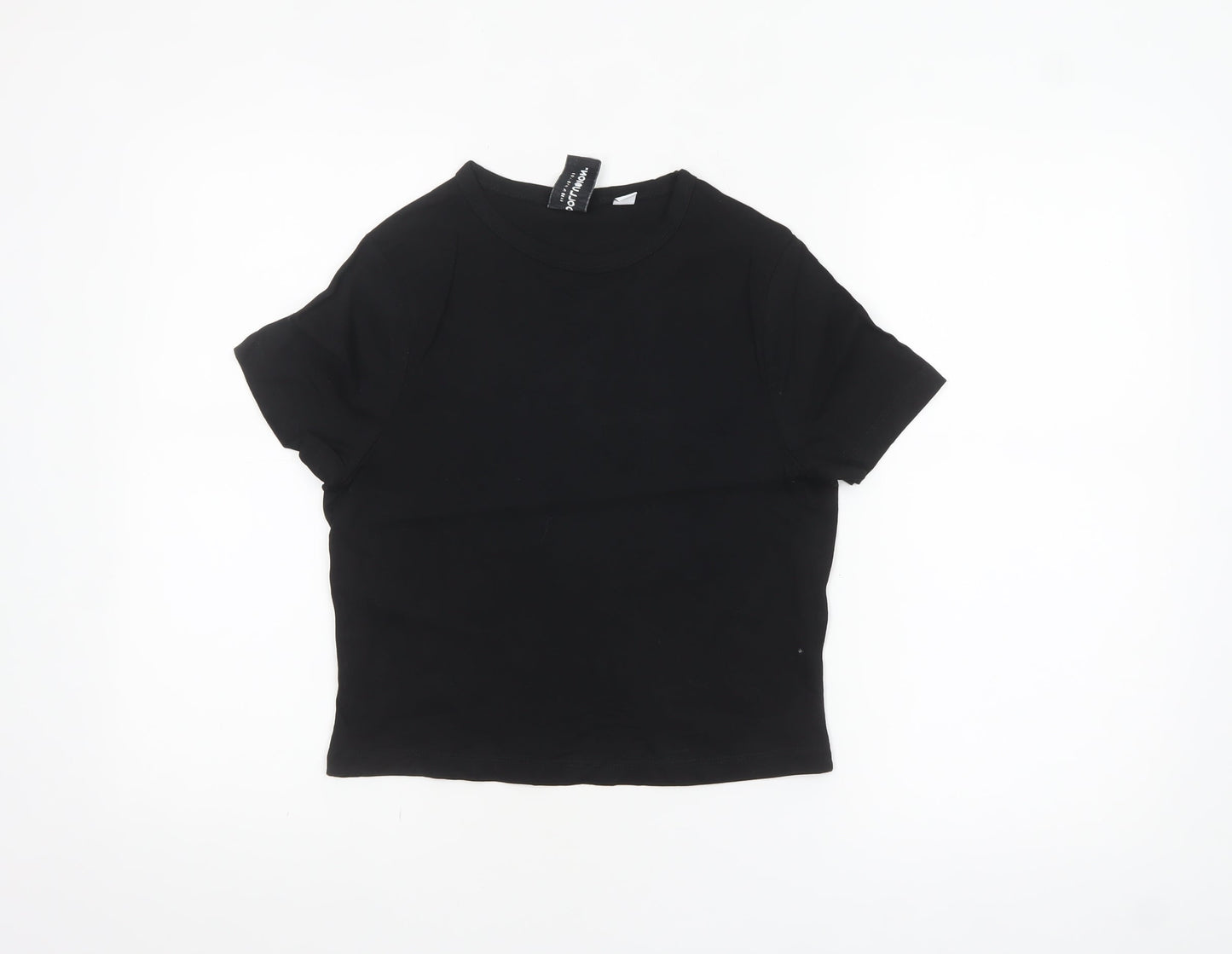 Collusion Women's Black Cotton Short Sleeve Basic T-Shirt Size 10