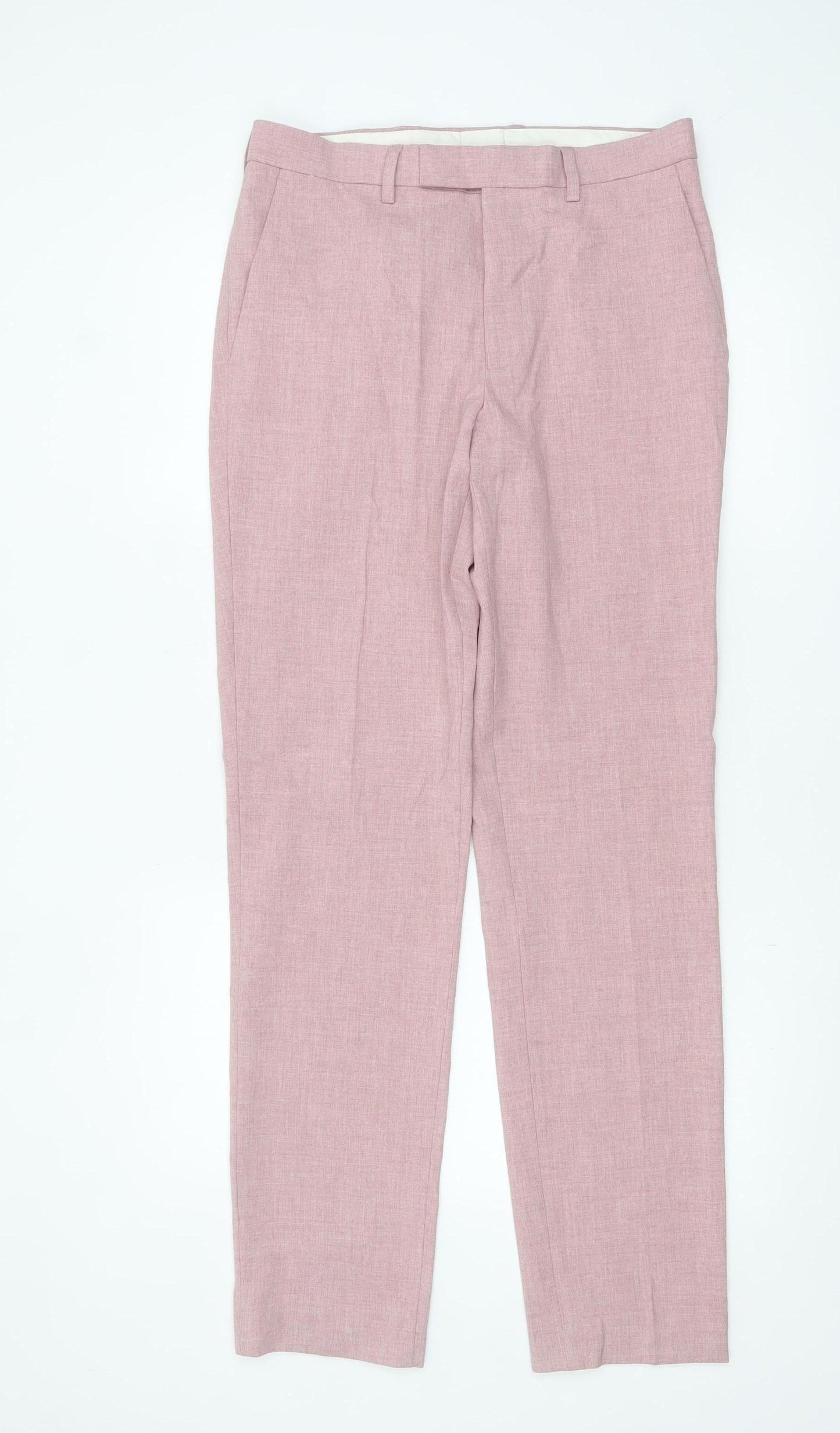 Marks and Spencer Men's Pink Slim Fit Dress Trousers 30W 33L