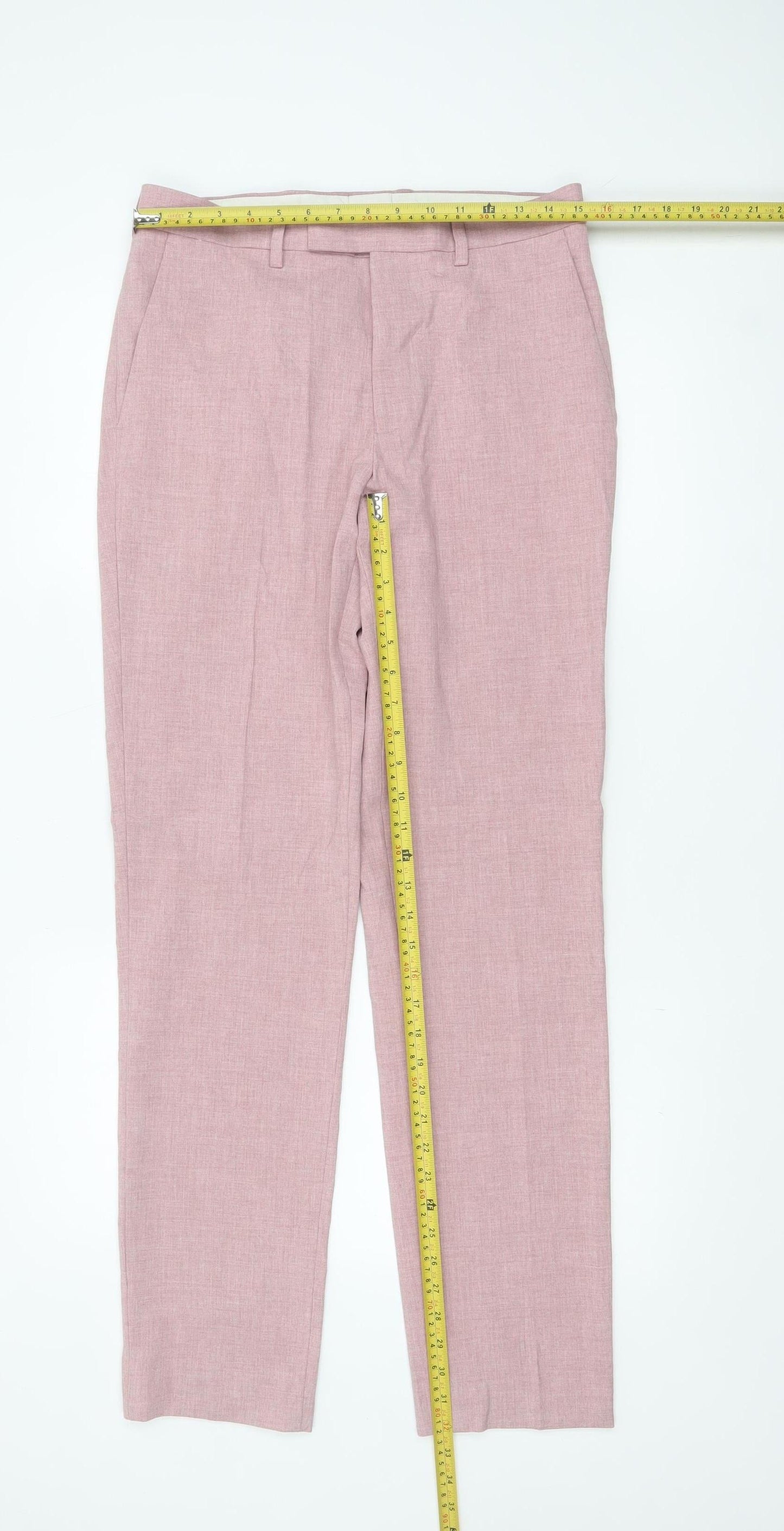 Marks and Spencer Men's Pink Slim Fit Dress Trousers 30W 33L