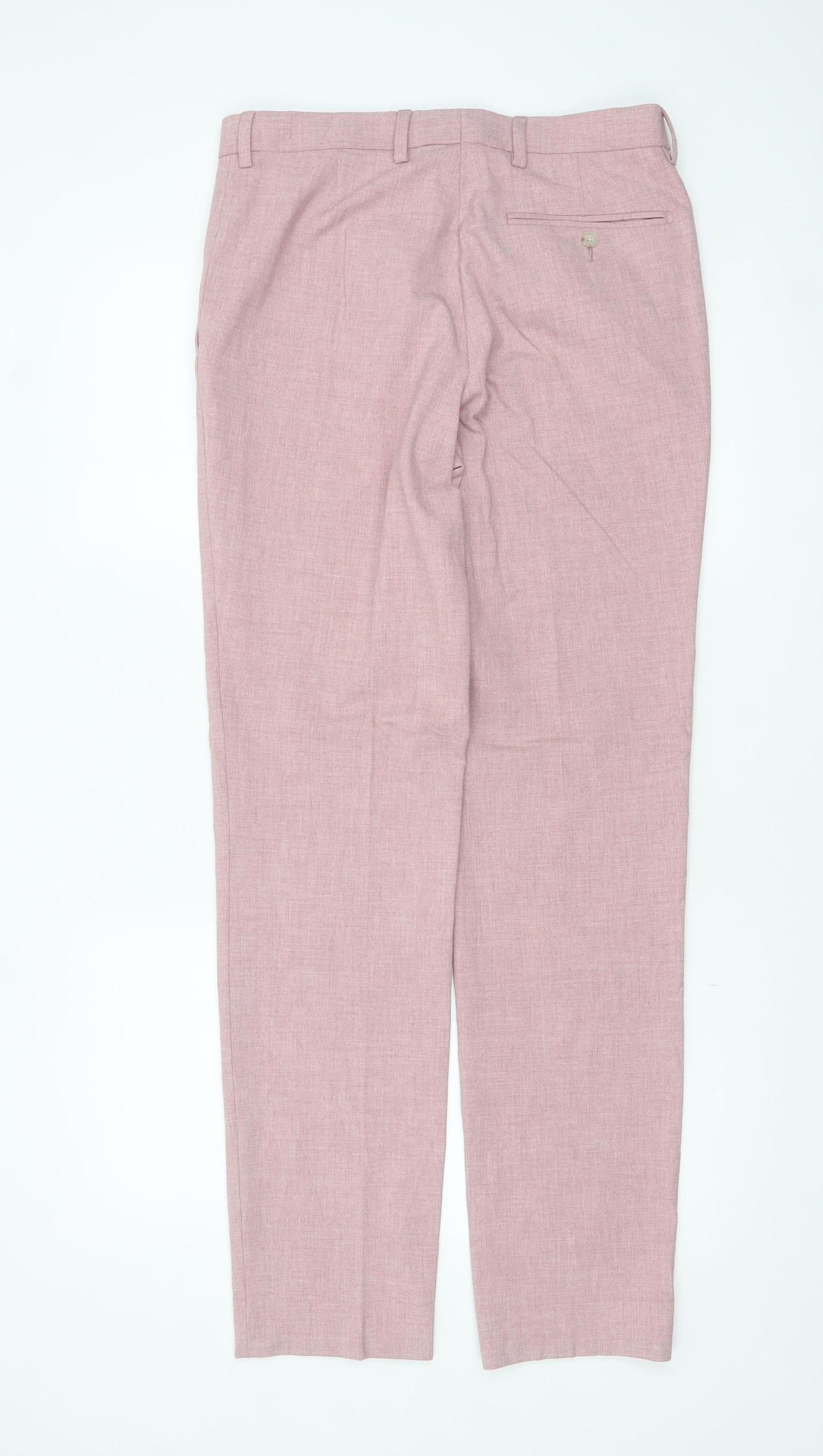 Marks and Spencer Men's Pink Slim Fit Dress Trousers 30W 33L