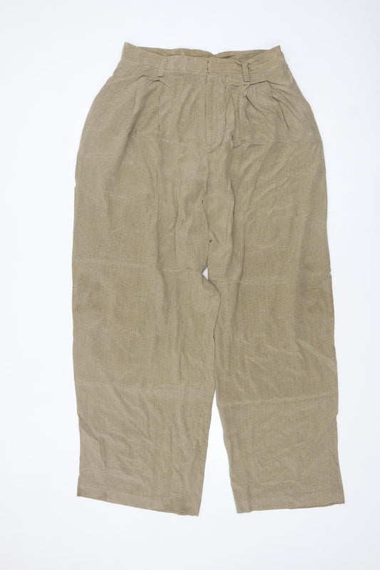 Ellen Tracy Women's Beige Silk Wide-Leg Pleated Trousers Size 12