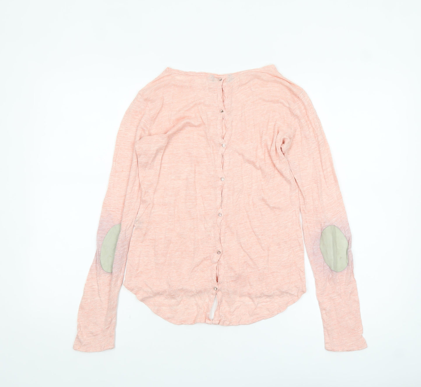 Massimo Dutti Womens Pink Linen Long Sleeve Blouse Size 8