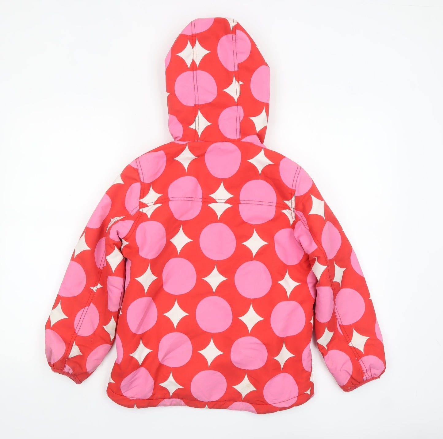 Joules Girls Red Pink Polka Dot Hooded Puffer Jacket 9-10 Years Winter Coat