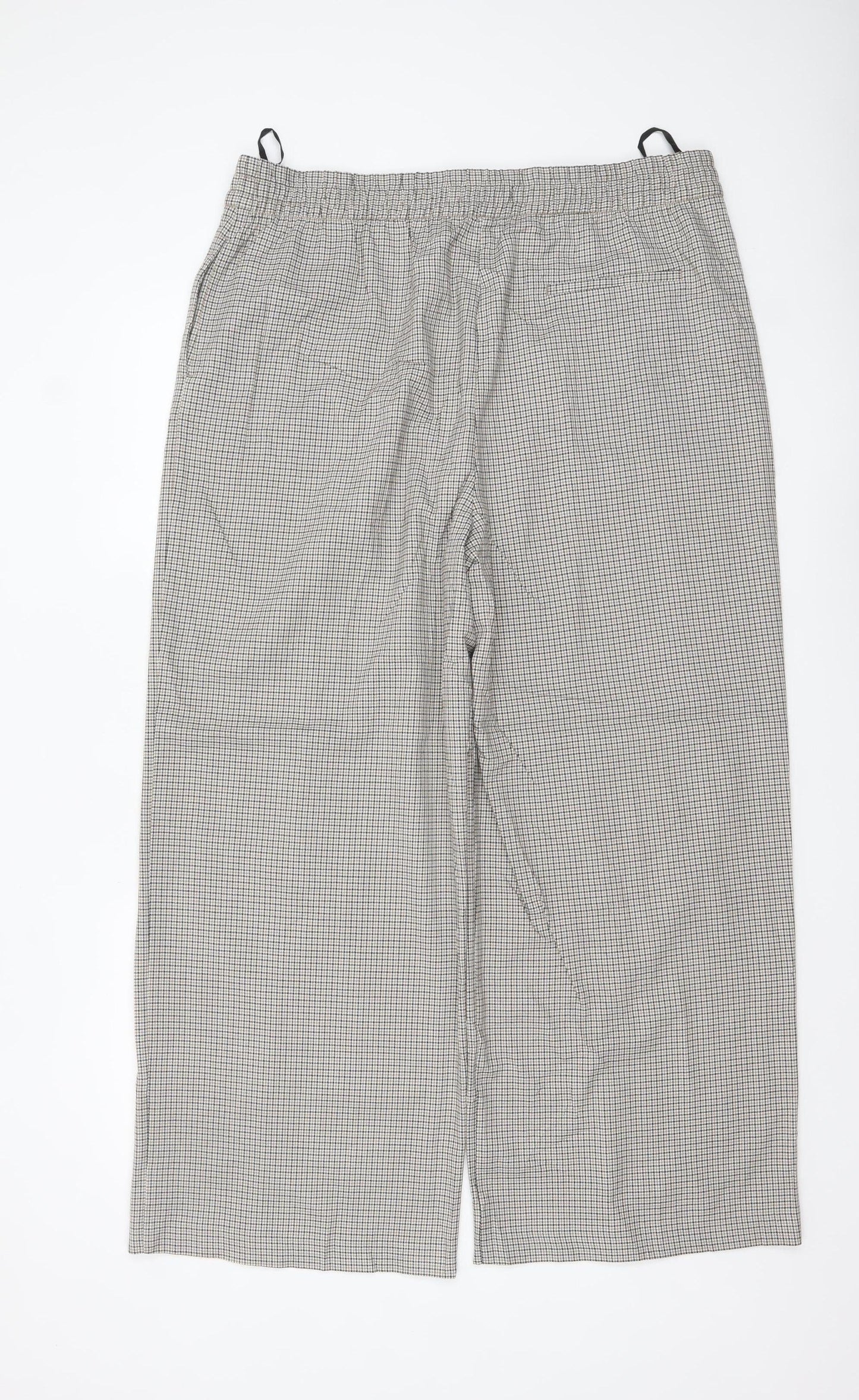 Marks and Spencer Women's Brown Check Elastic Waist Trousers Size 18