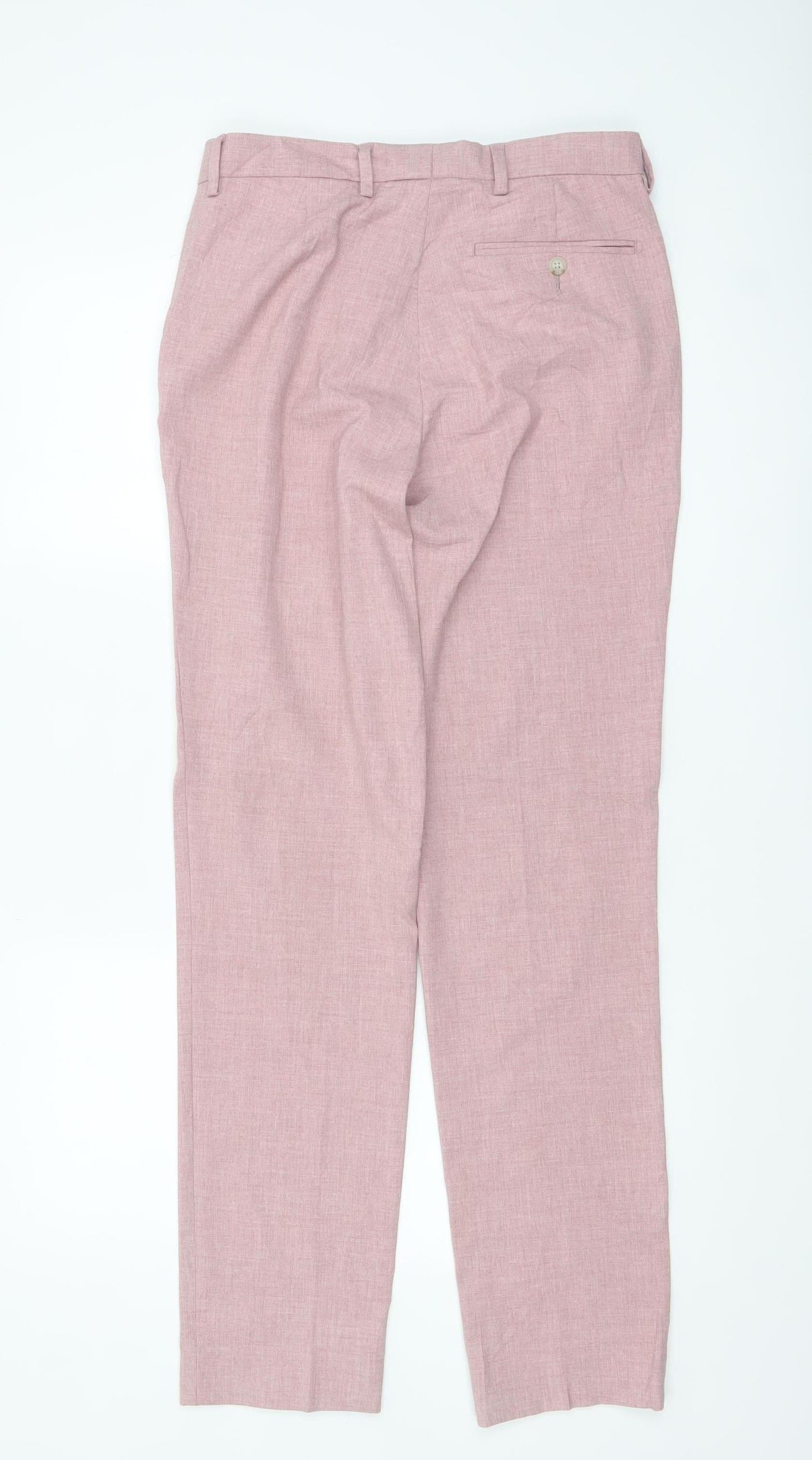 Marks and Spencer Men's Pink Slim Fit Dress Trousers 30W 30L