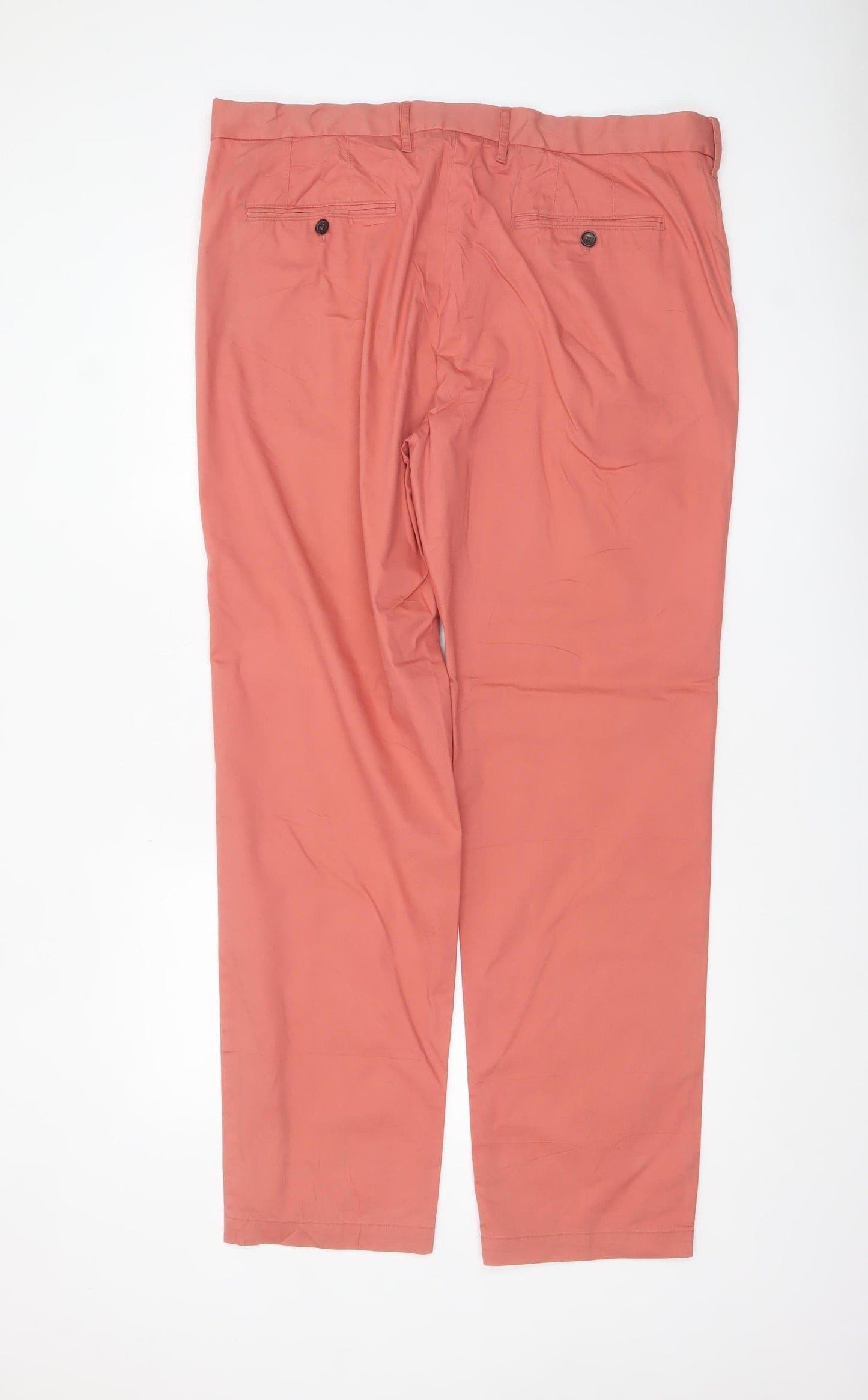 Marks and Spencer Men's Pink Regular Fit Chino Trousers Size 40