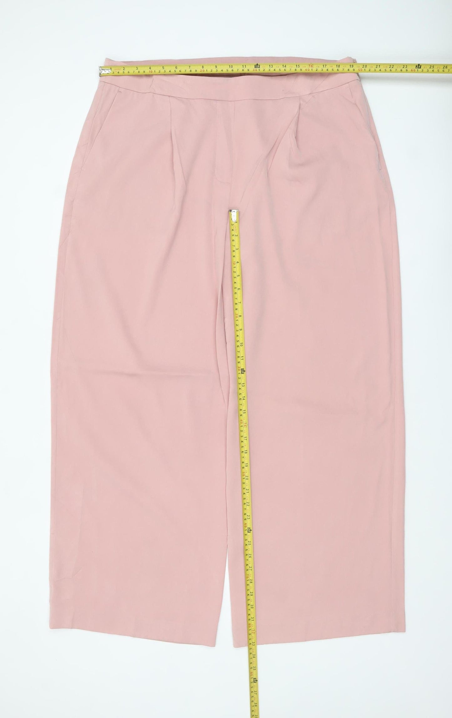 Marks and Spencer Womens Pink Wide-Leg Pleated Trousers Size 20