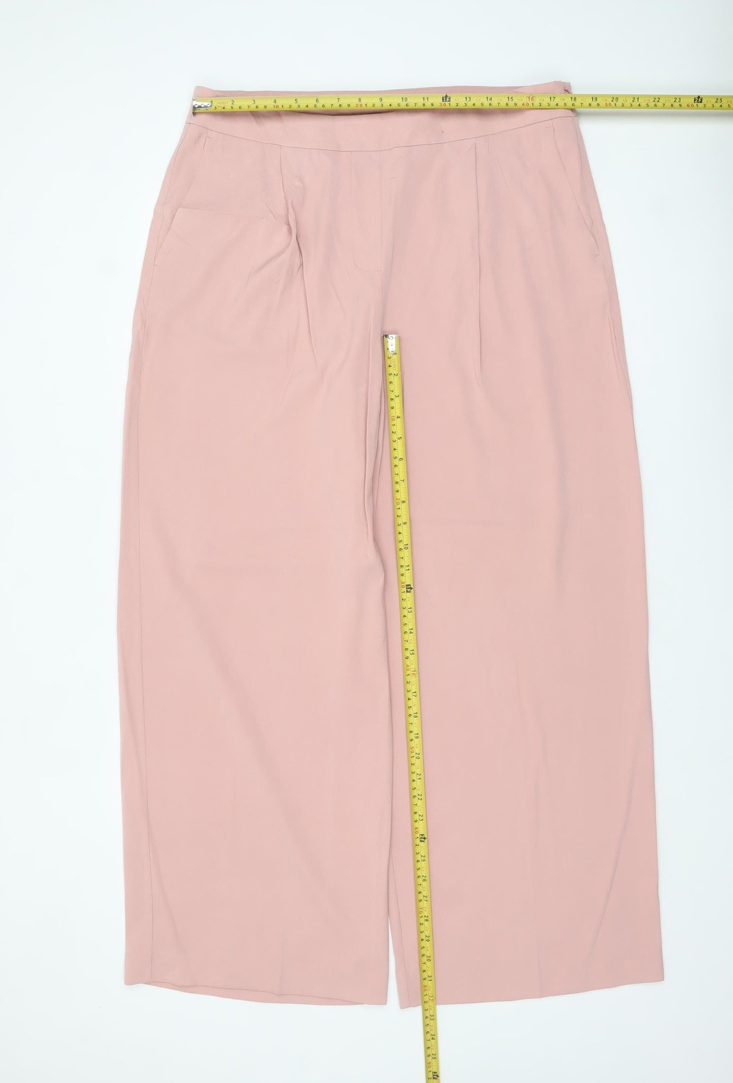 Marks and Spencer Women’s Pink Wide-Leg Crepe Trousers Size 18 Regular