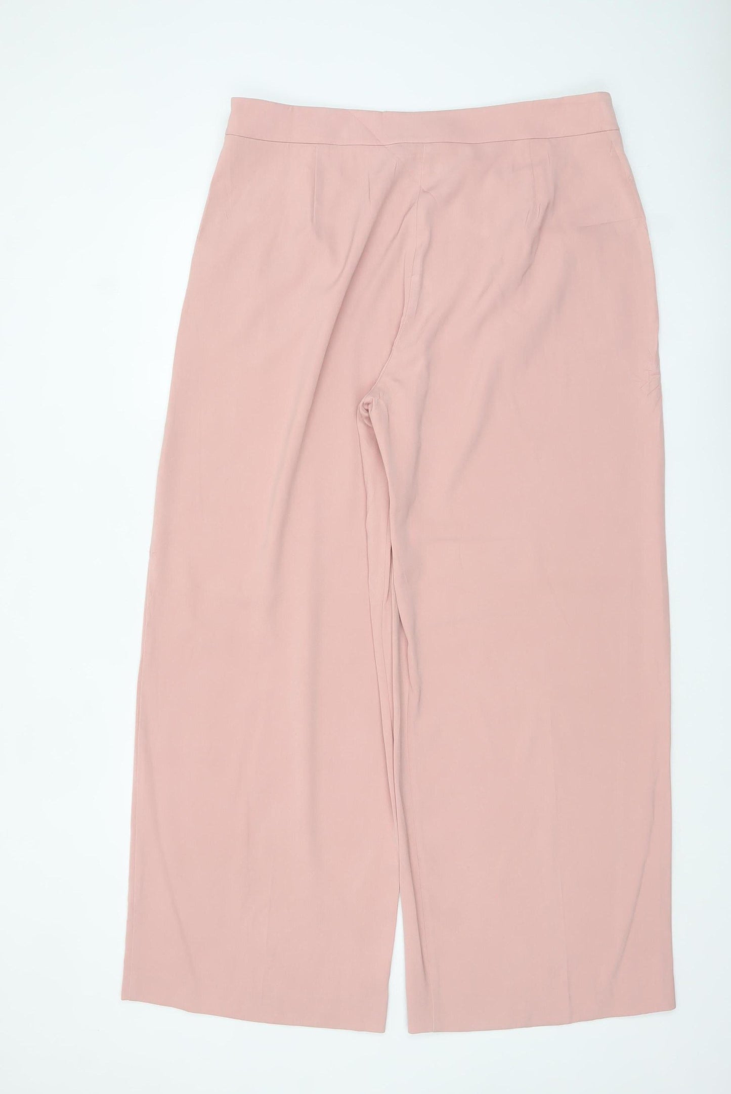Marks and Spencer Women’s Pink Wide-Leg Crepe Trousers Size 18 Regular