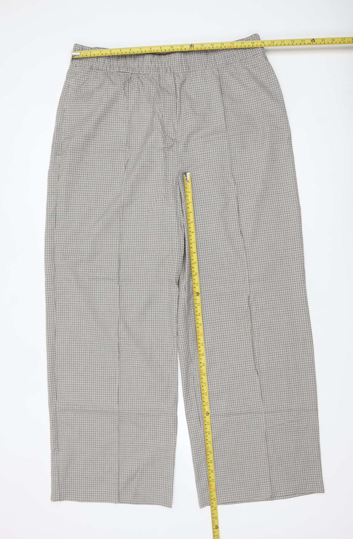 Marks and Spencer Women’s Grey Check Trousers Size 20 Long Elastic Waist