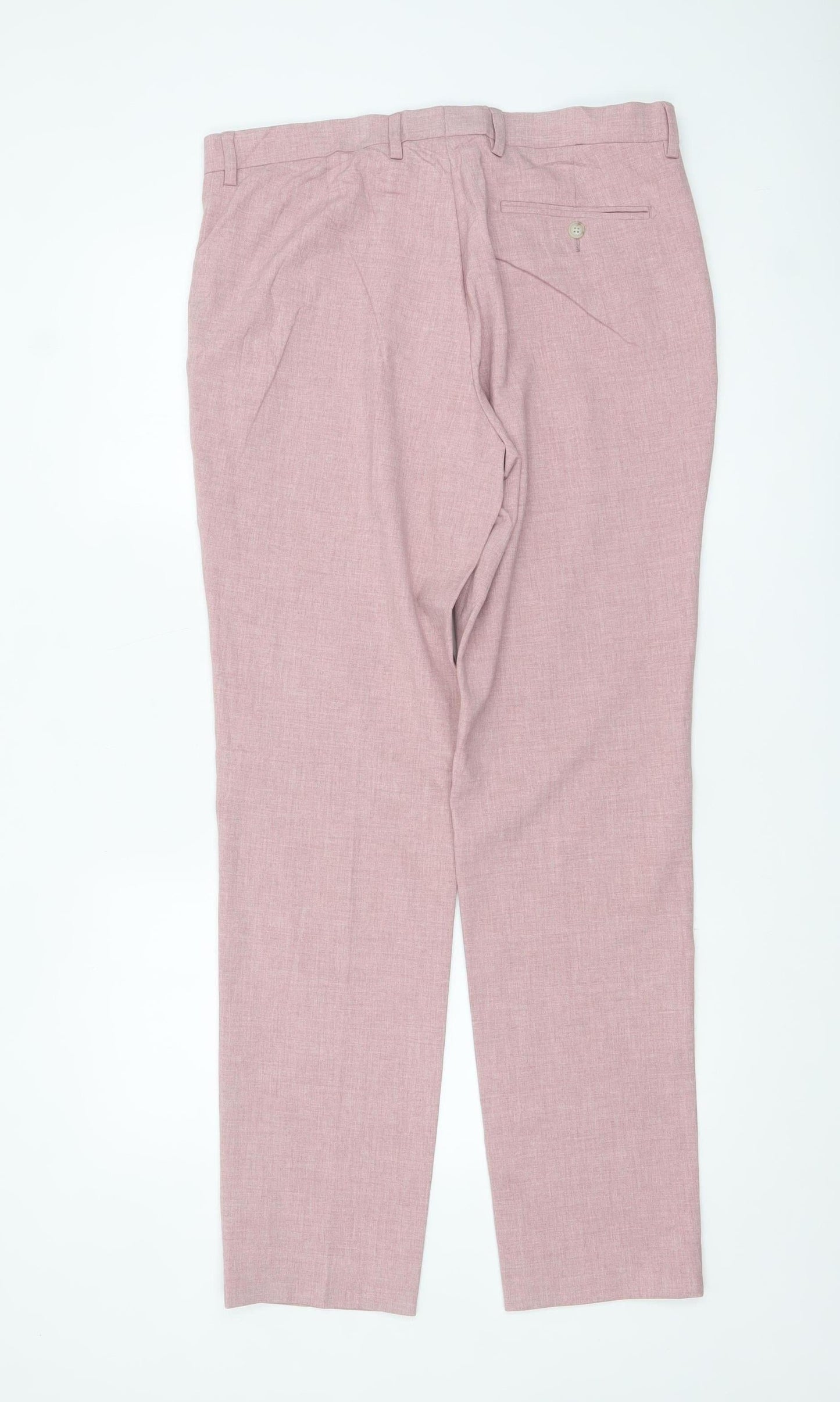 Marks and Spencer Men’s Pink Slim Fit Dress Trousers 34W 33L