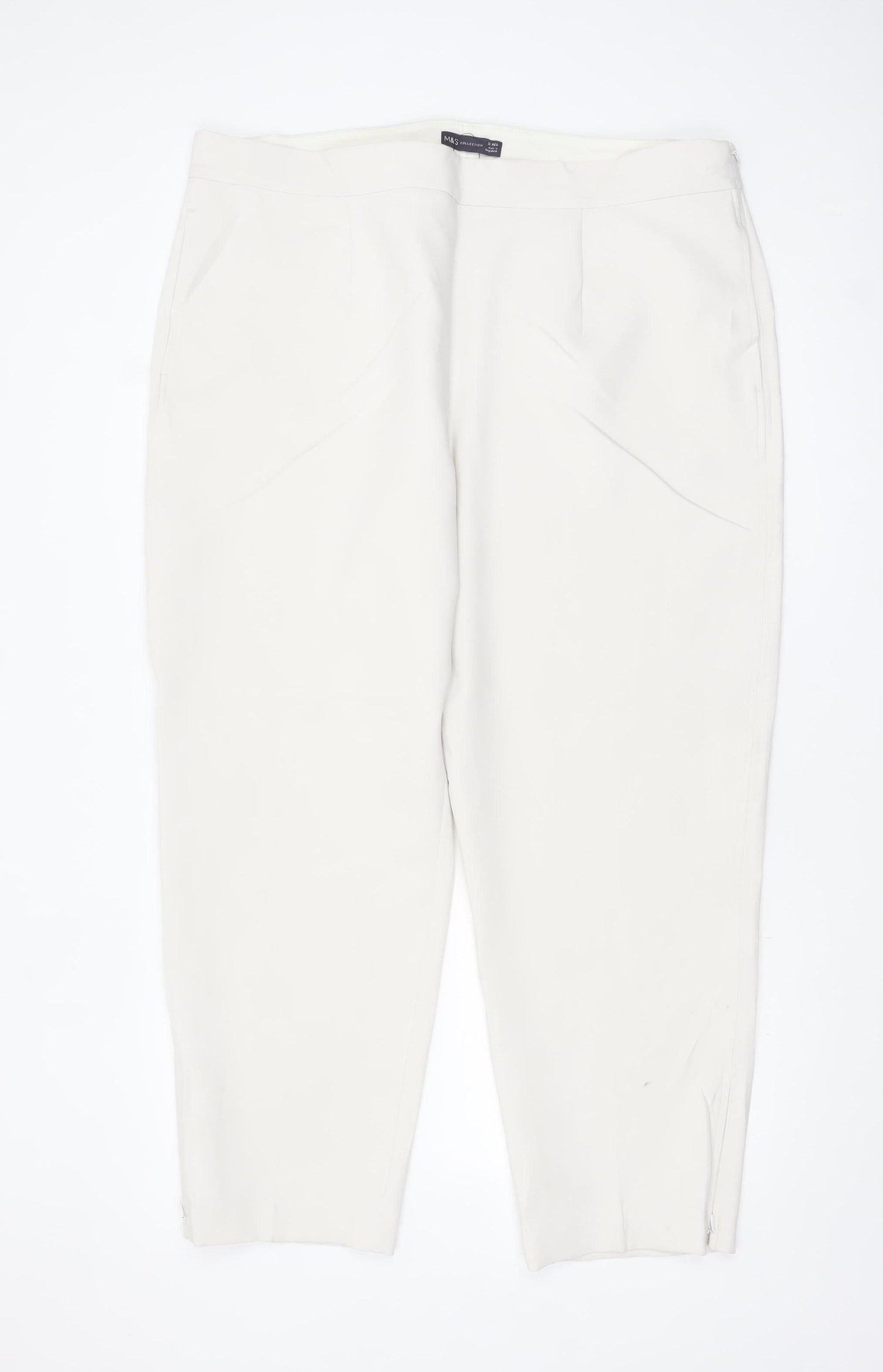 Marks and Spencer Women’s Ivory Regular Fit Stretch Trousers Size 22