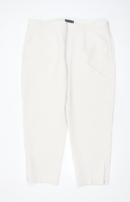 Marks and Spencer Women’s Ivory Regular Fit Stretch Trousers Size 22