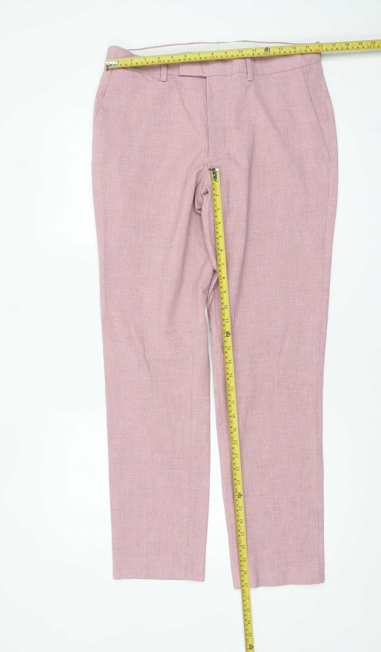 Marks and Spencer Men’s Pink Slim Fit Dress Trousers 32W 31L