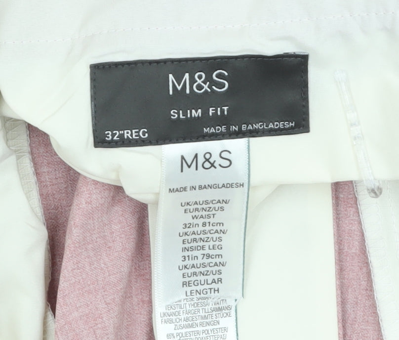 Marks and Spencer Men’s Pink Slim Fit Dress Trousers 32W 31L