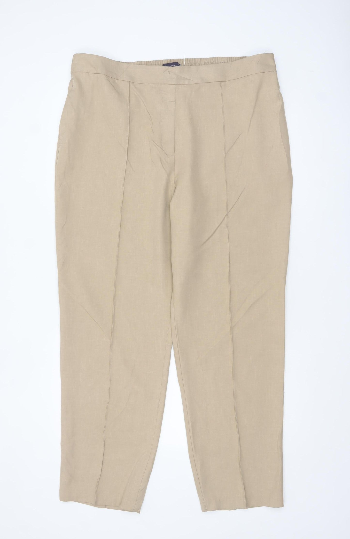 Marks and Spencer Women’s Beige Size 20 Regular Polyester Straight Trousers