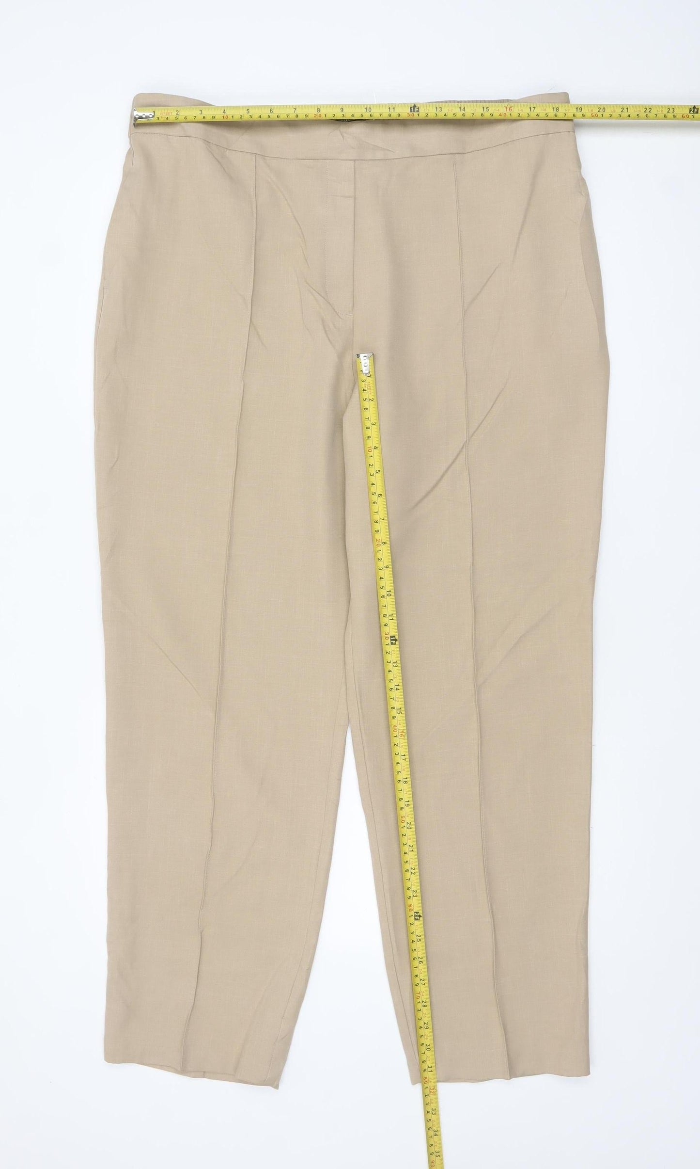 Marks and Spencer Women’s Beige Size 20 Regular Polyester Straight Trousers