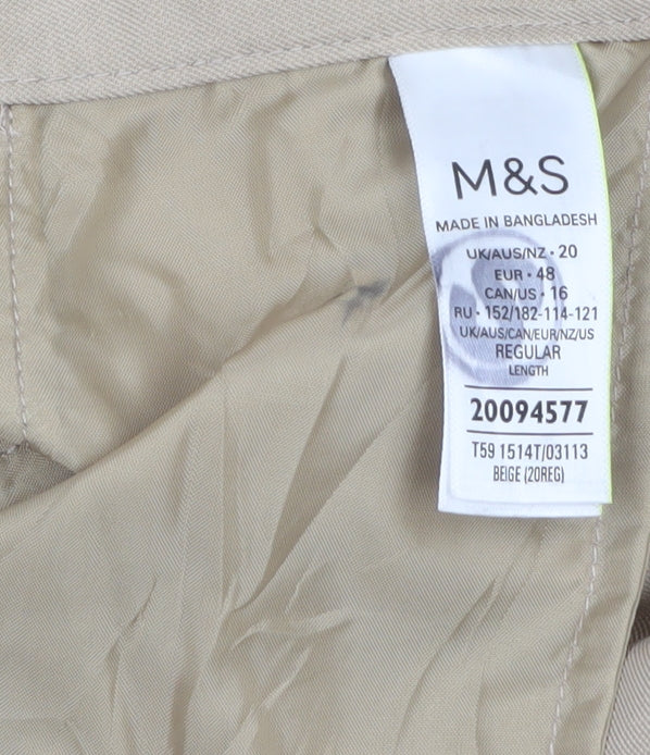 Marks and Spencer Women’s Beige Size 20 Regular Polyester Straight Trousers