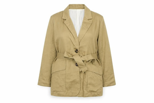 Zara Women’s Beige Linen Blend Belted Blazer XS