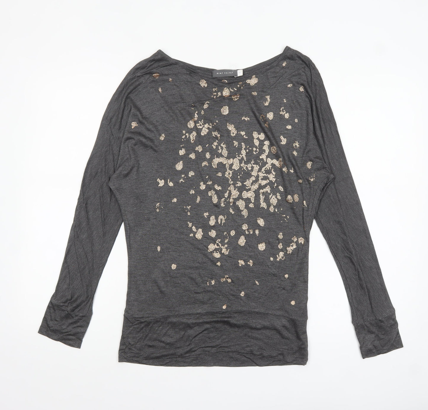 Mint Velvet Women’s Grey Sequin Animal Print Long Sleeve Top XS