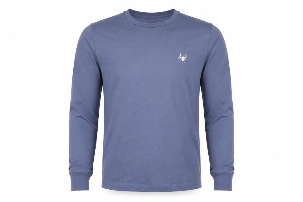 Intense Men Blue Slim Fit Long Sleeve Crew Neck Cotton Top S