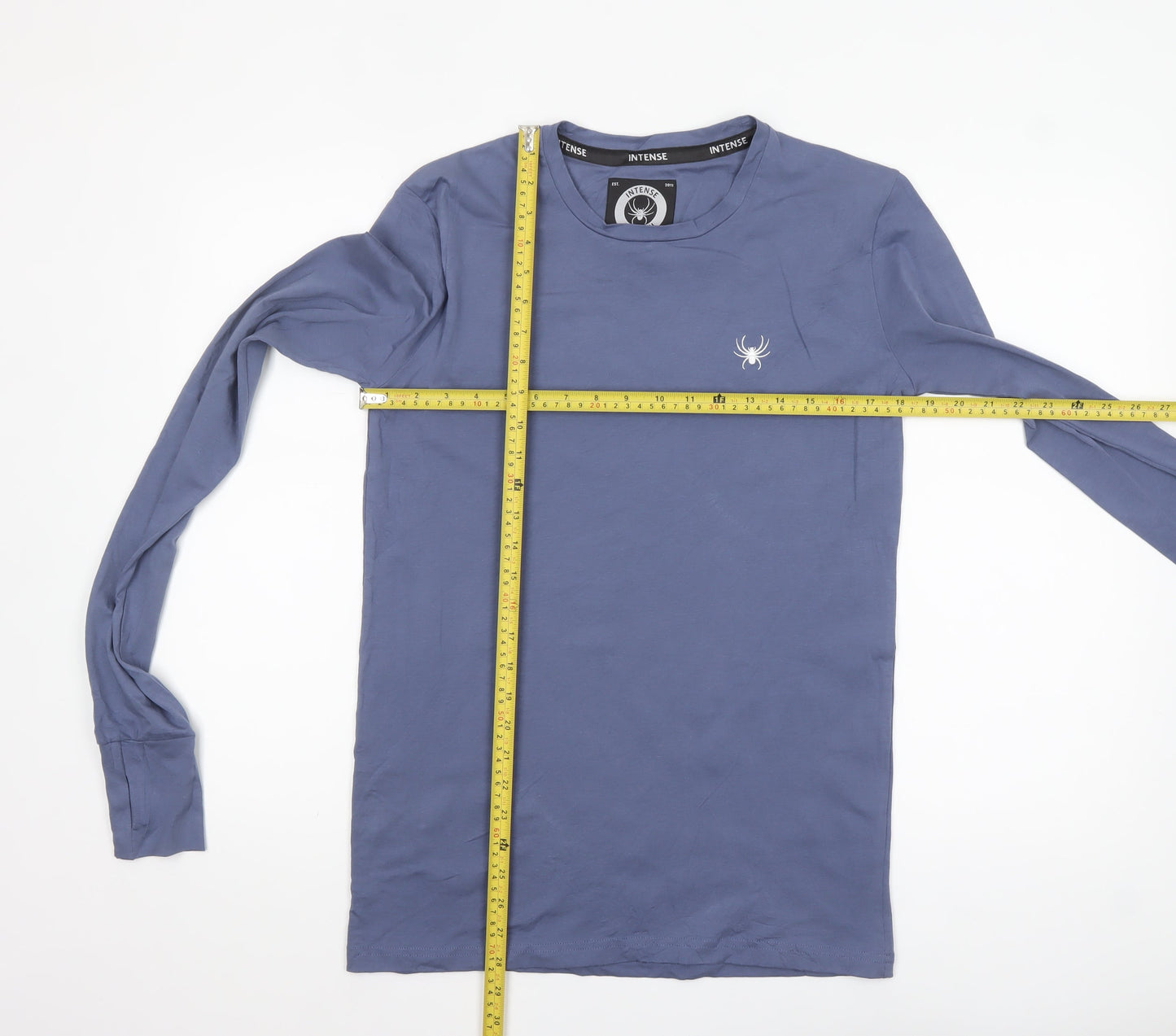 Intense Men Blue Slim Fit Long Sleeve Crew Neck Cotton Top S