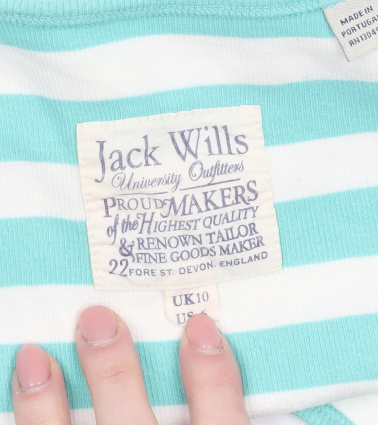 Jack Wills Women's Blue White Striped Slim Fit Cotton Tank Top Size 10