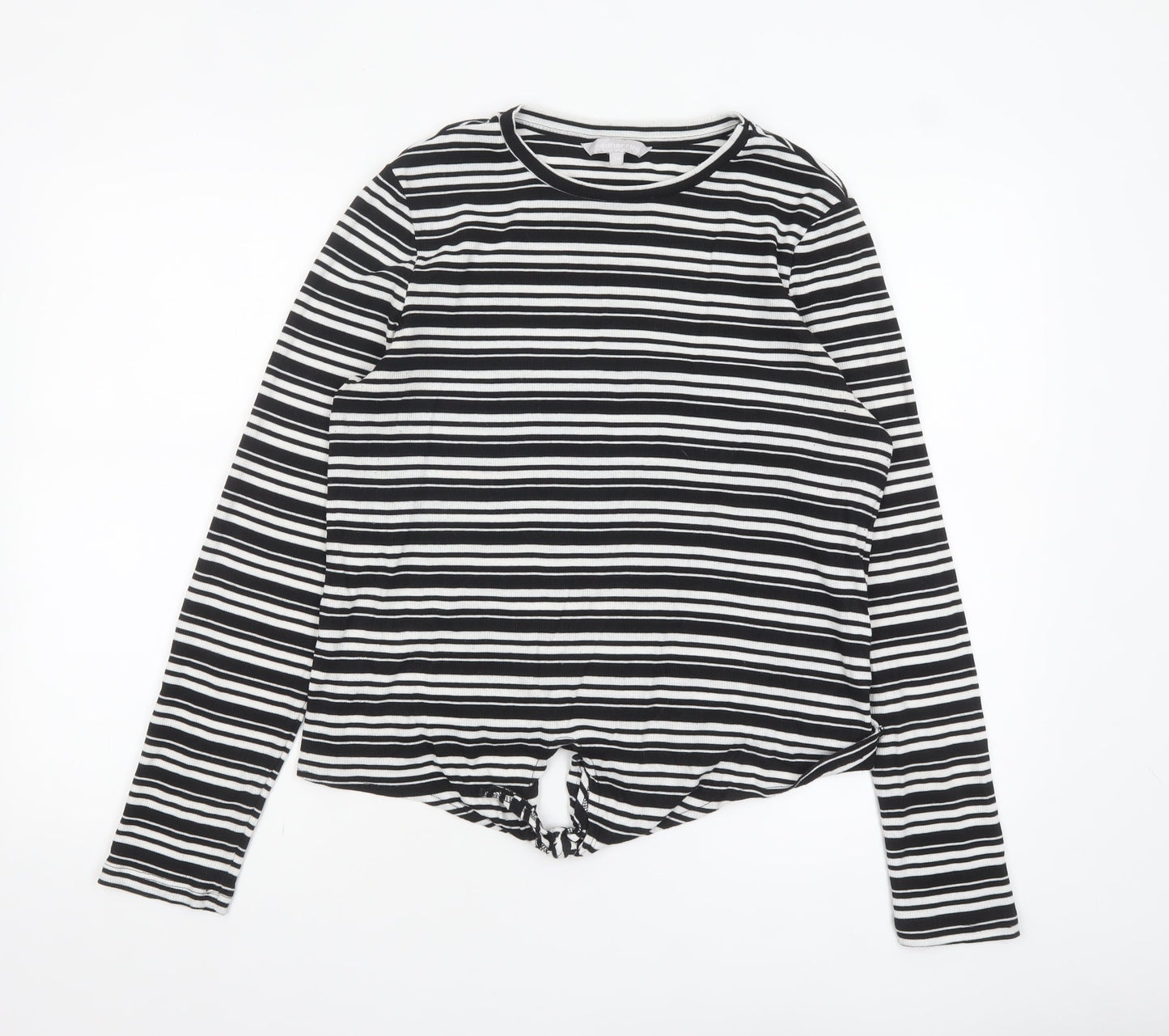Red Herring Womens Black Striped Long Sleeve Jersey T-Shirt Size 14