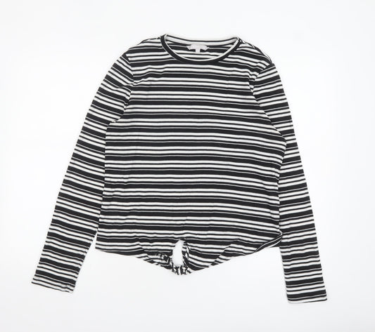 Red Herring Womens Black Striped Long Sleeve Jersey T-Shirt Size 14