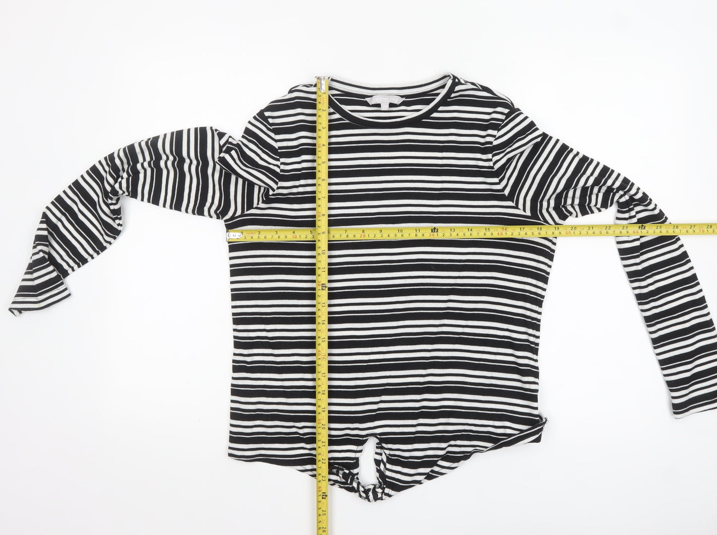 Red Herring Womens Black Striped Long Sleeve Jersey T-Shirt Size 14