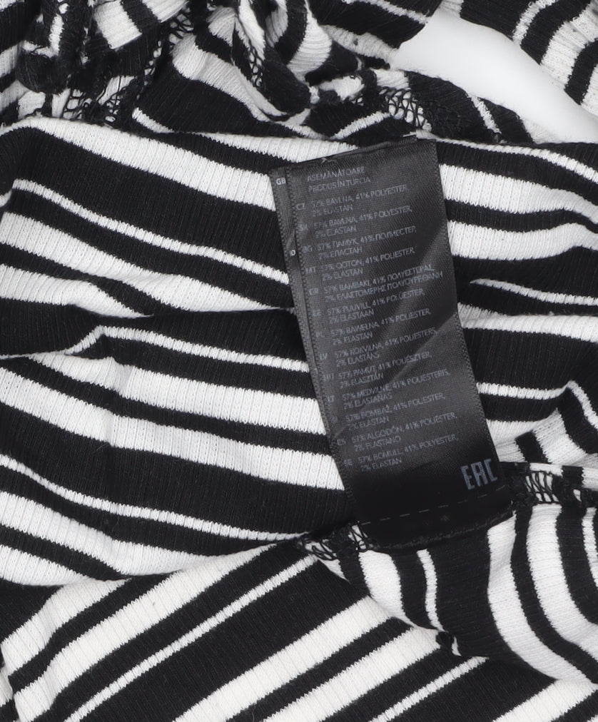 Red Herring Womens Black Striped Long Sleeve Jersey T-Shirt Size 14