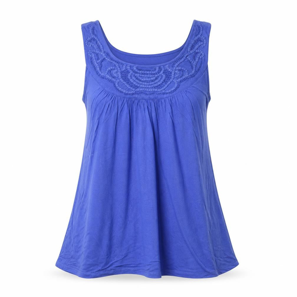 Monsoon Women's Blue Beaded Scoop Neck Sleeveless Tank Top UK 10