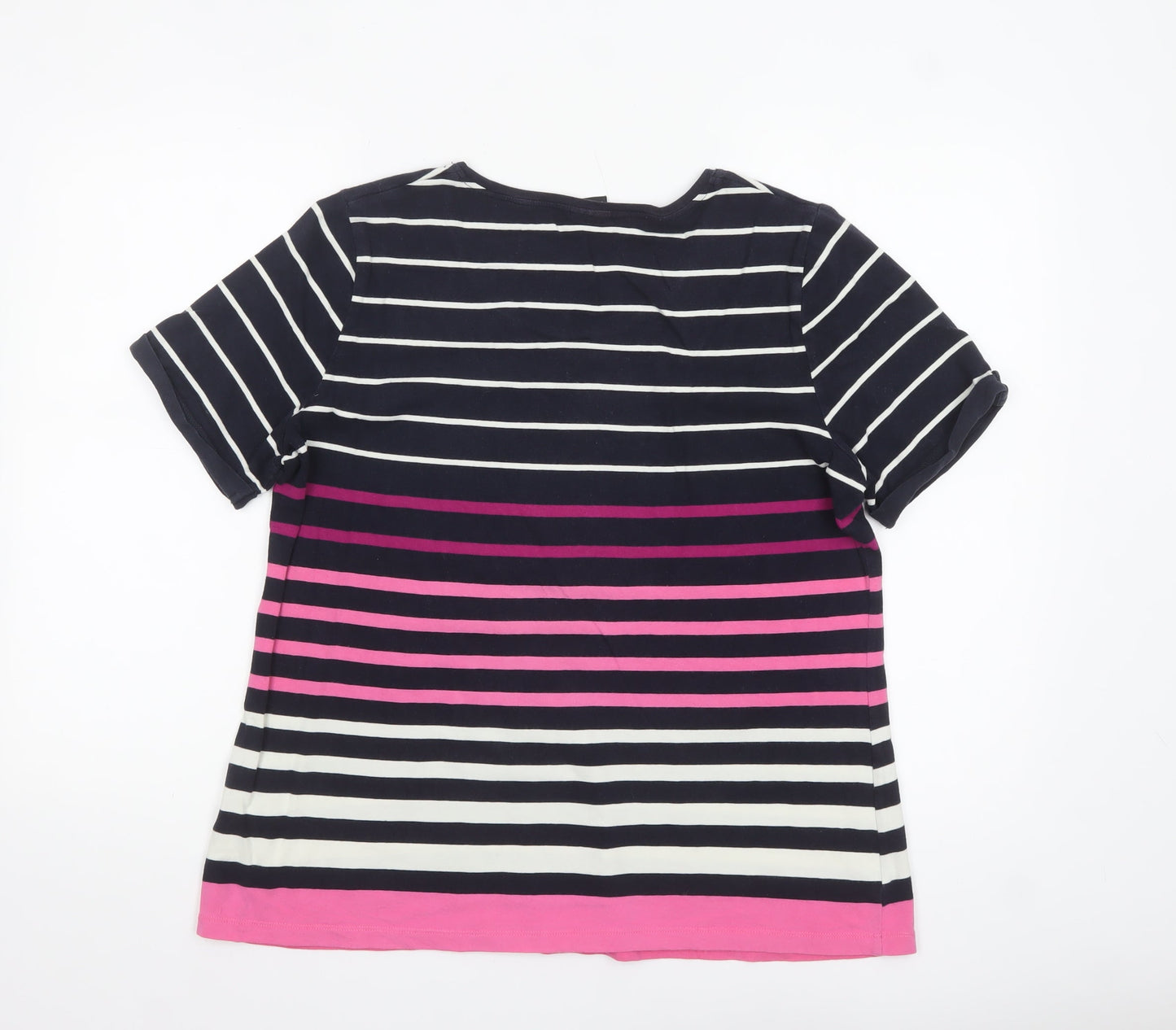 Your Sixth Sense Womens Multicoloured Striped Short Sleeve Cotton T-Shirt Size 20