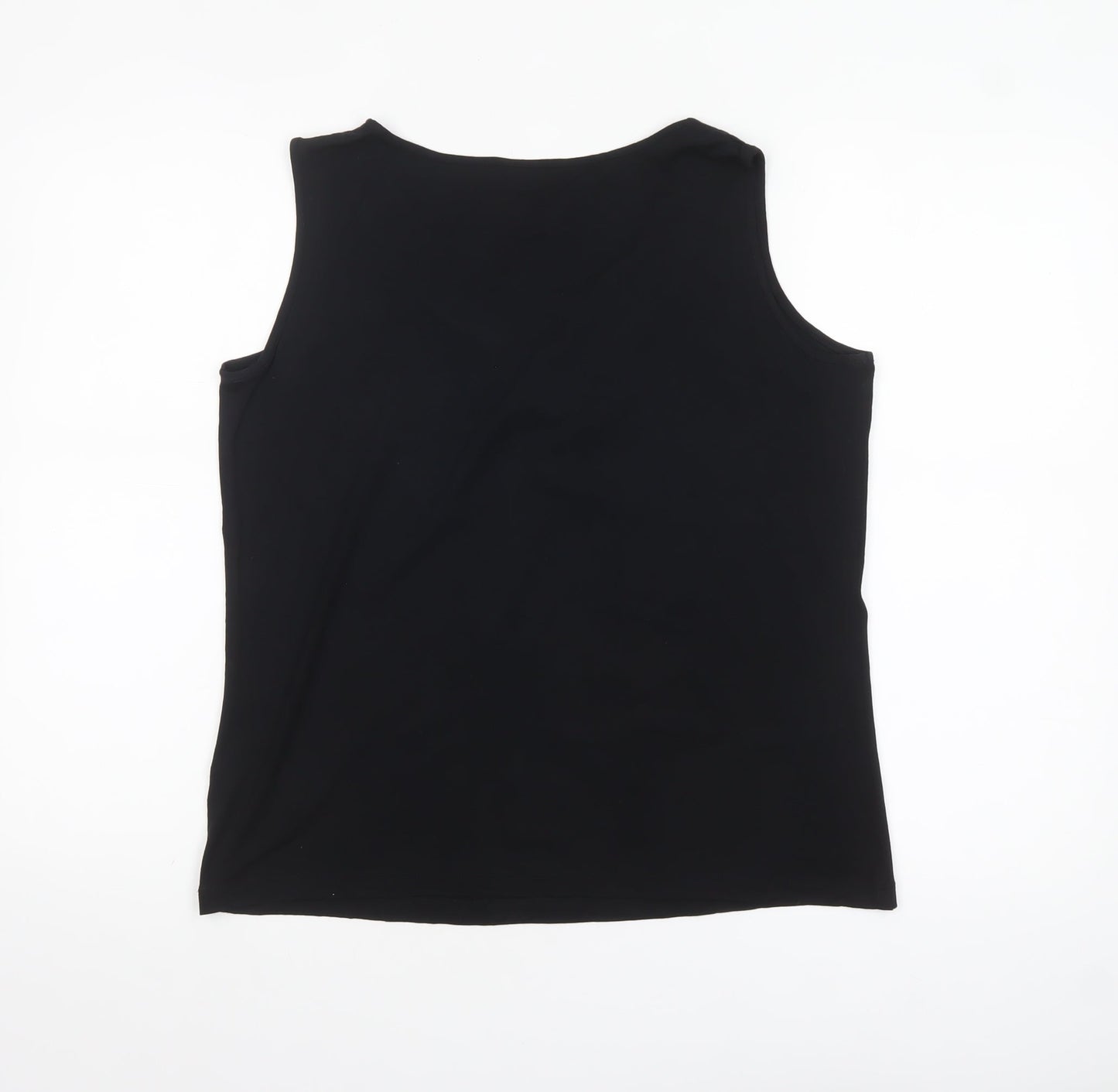 Barbara Lebek Womens Black Studded Scoop Neck Sleeveless Tank Top Size 14